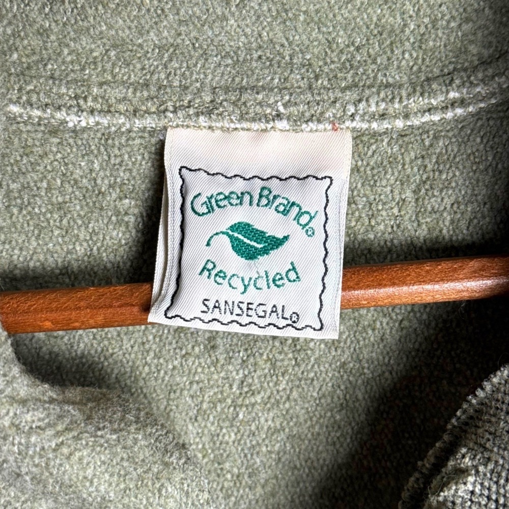 Green Brand Sansegal Recycled Yarn Mock Neck Button Pullover Sage Green Large - Picture 4 of 8